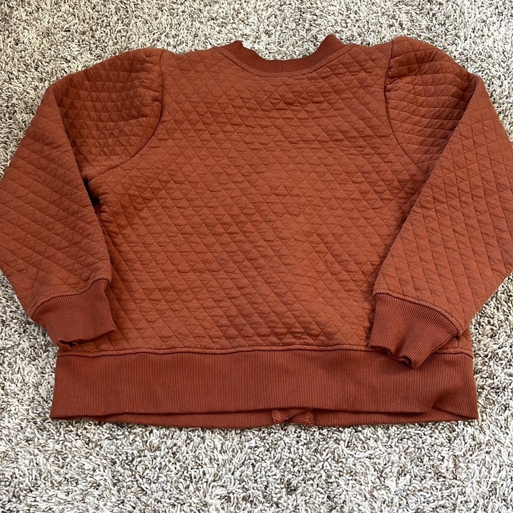 Time and True Coordinating Quilted Puff Sleeve Cardigan Sweater Orange Medium - Picture 8 of 10
